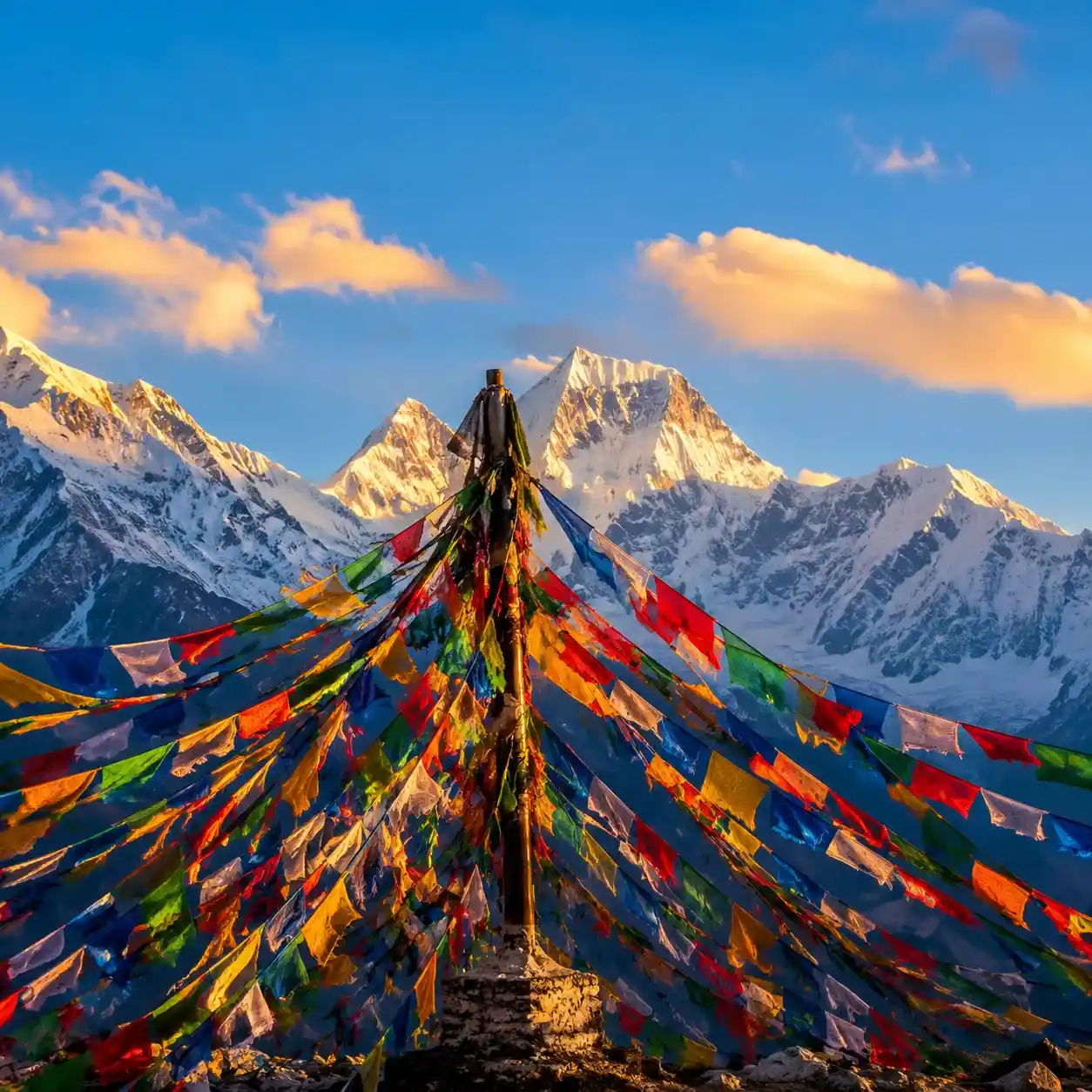 Prayer flags blowing in the Lhasa wind